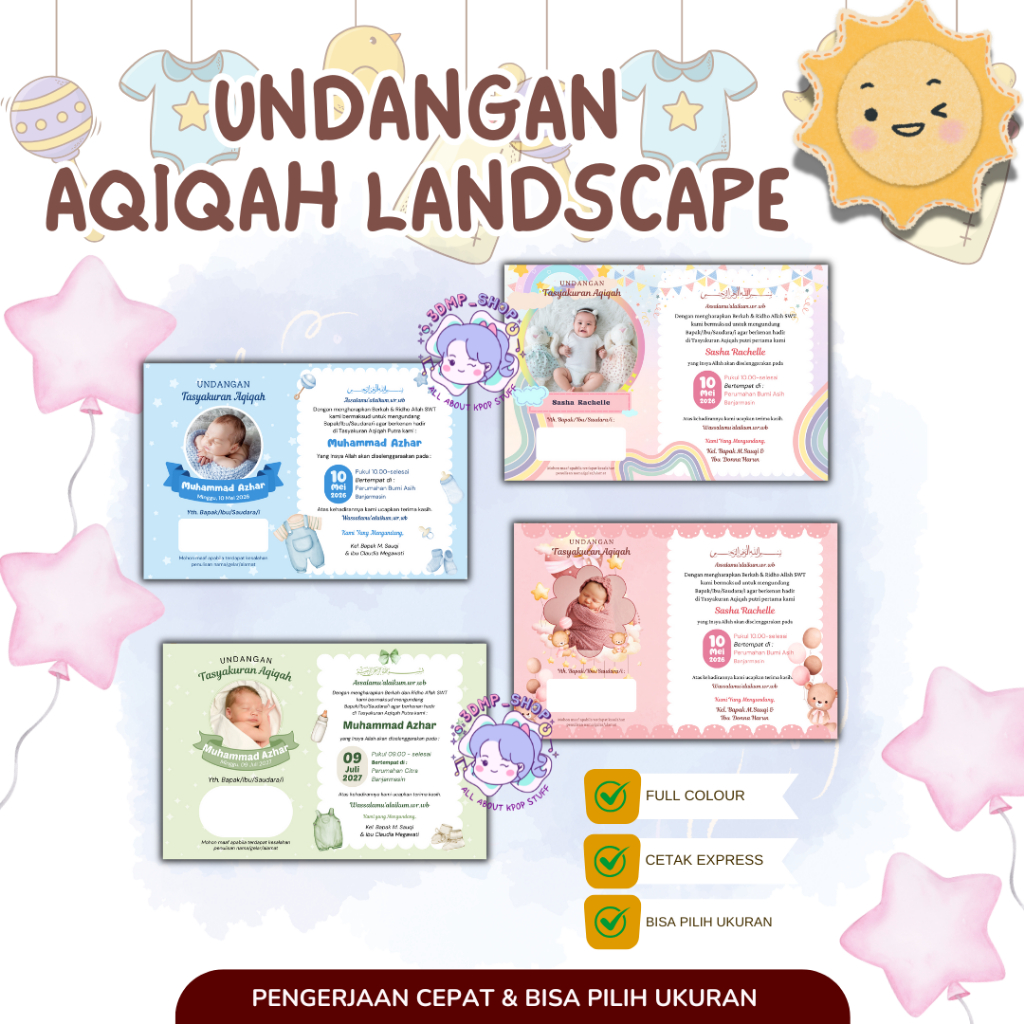 

UNDANGAN AQIQAH TASMIYAH CUSTOM REQUEST GAMBAR FOTO LANDDSCAPE