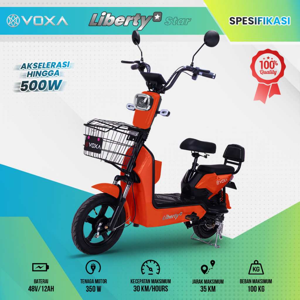 VOXA sepeda listrik LIBERTY STAR motor 350WATT Dewasa anak murah terbaru