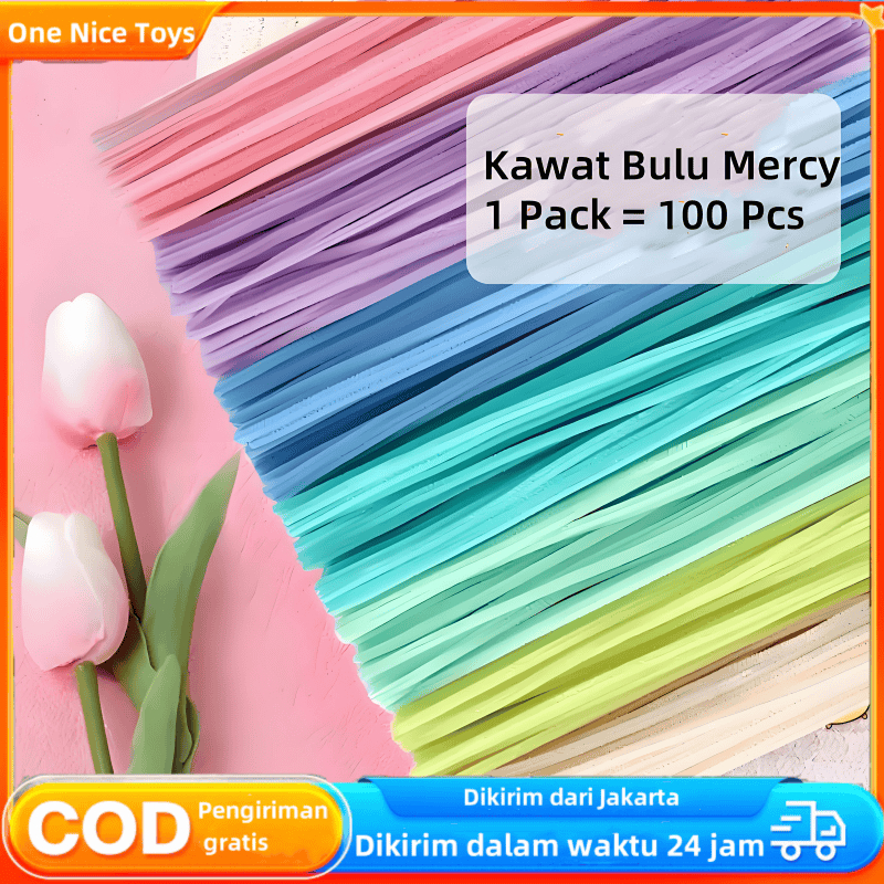 100Pcs Kawat Bulu Mercy PREMIUM Gembul / Pipe Cleaner Gembul Kawat Bulu Mercy Polos / Pipe Cleaner P