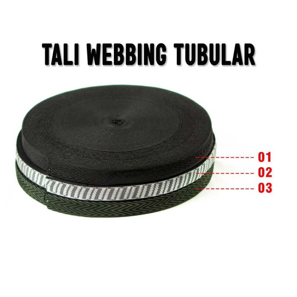 Tali Webing Tubular Tebal 1 Roll Webing Double Tali Hammock  Sling Webbing Flying Fox Diamater 2.5Cm