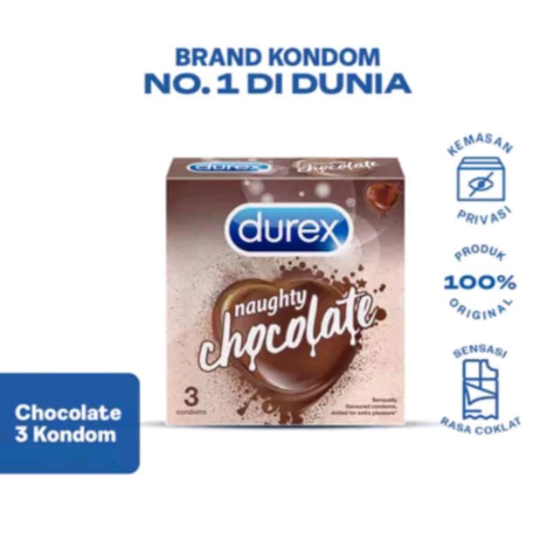 kondom durex naughty chocolate isi 3 sacshet/kondom rasa coklat