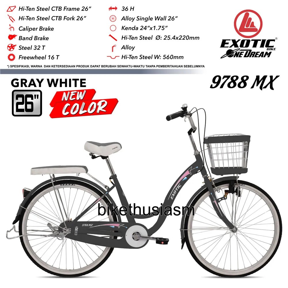 Sepeda Mini Perempuan City Bike 26 Inch Exotic 9788 GX