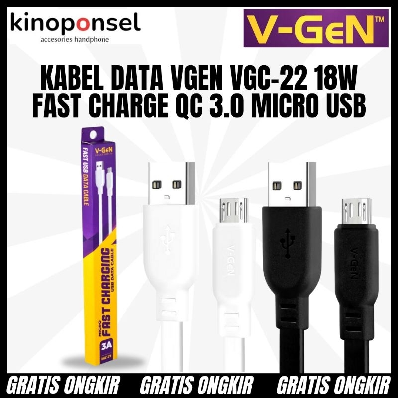 Kabel Charge Hp V-Gen VGC-21 18W FAST CHARGING QC 3.0 Micro USB | Kabel Charge Casan Cas Hp Android 