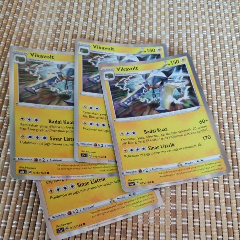Kartu pokemon TCG indonesia Holo Foil R Vikavolt