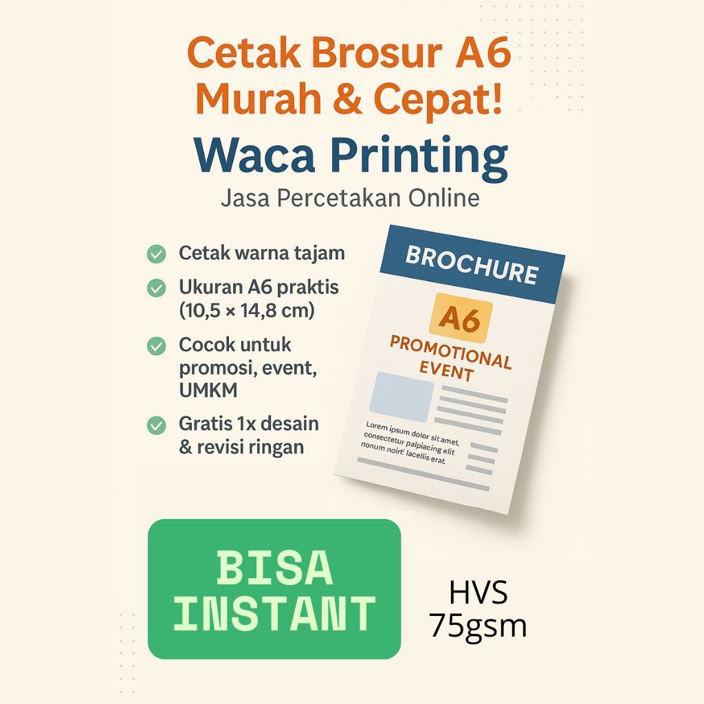 

Brosur Flyer Selebaran Poster A6 Cetak Kilat Tanpa PO Gratis Desain Bisa Instant