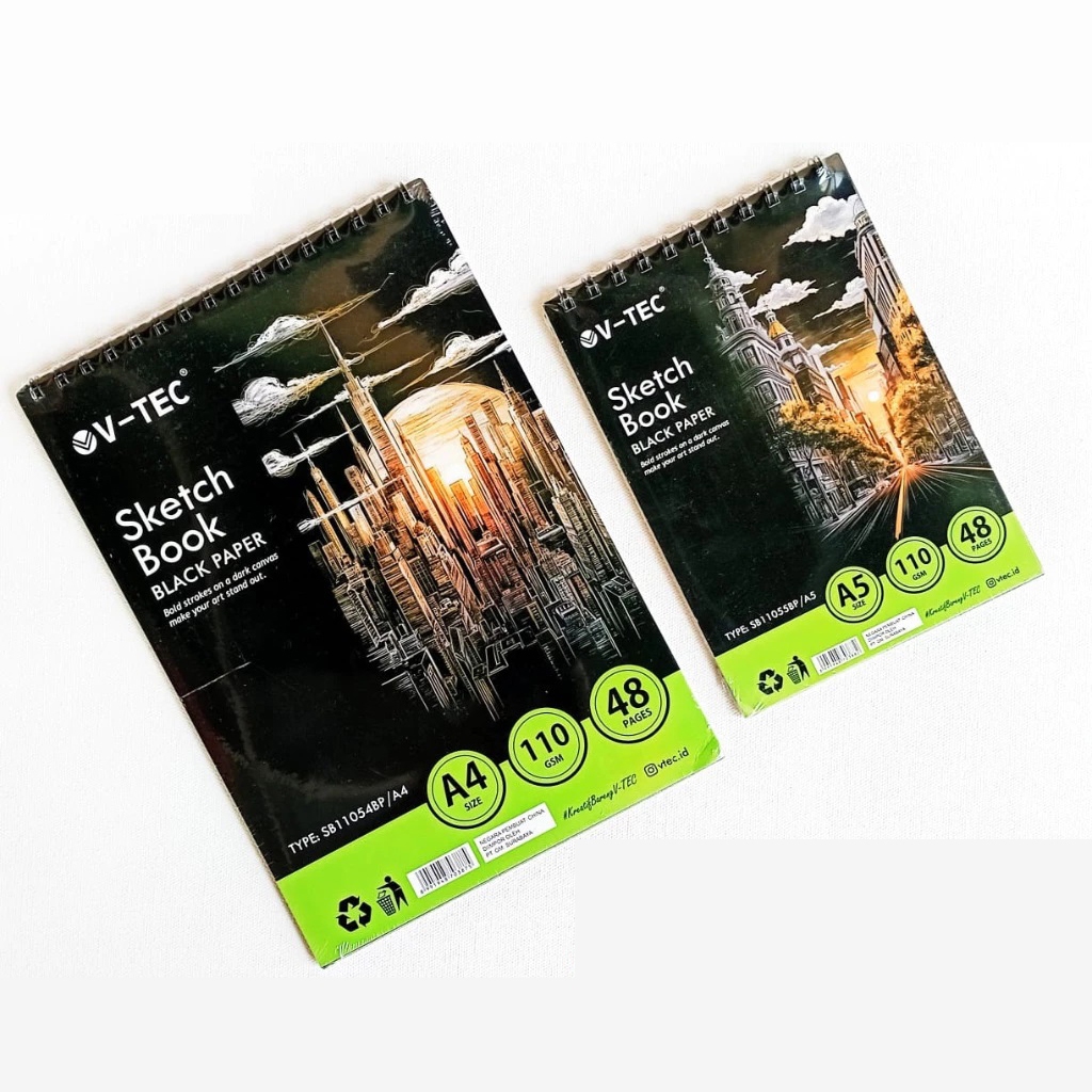 

Sketch Book Hitam V-Tec 110gsm SB11055BP 48 Lembar