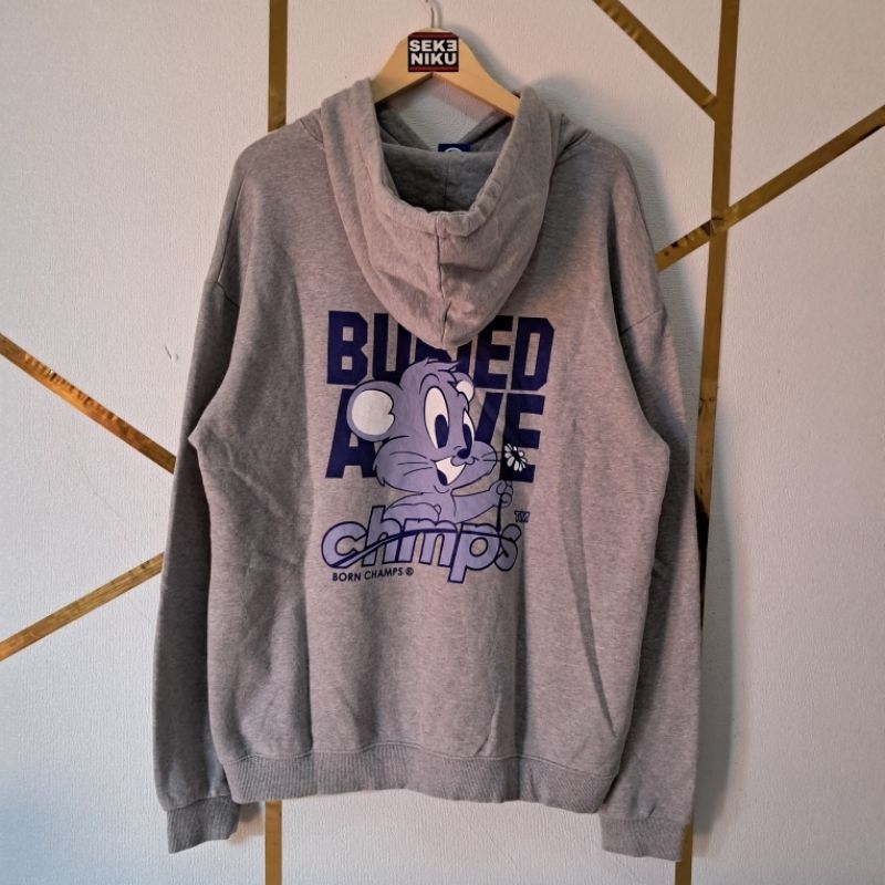 Hoodie BORN CHAMPS x BURIED ALIVE Idol KPop Shownu MONSTAX & Sehun EXO Bahan babyteri like new