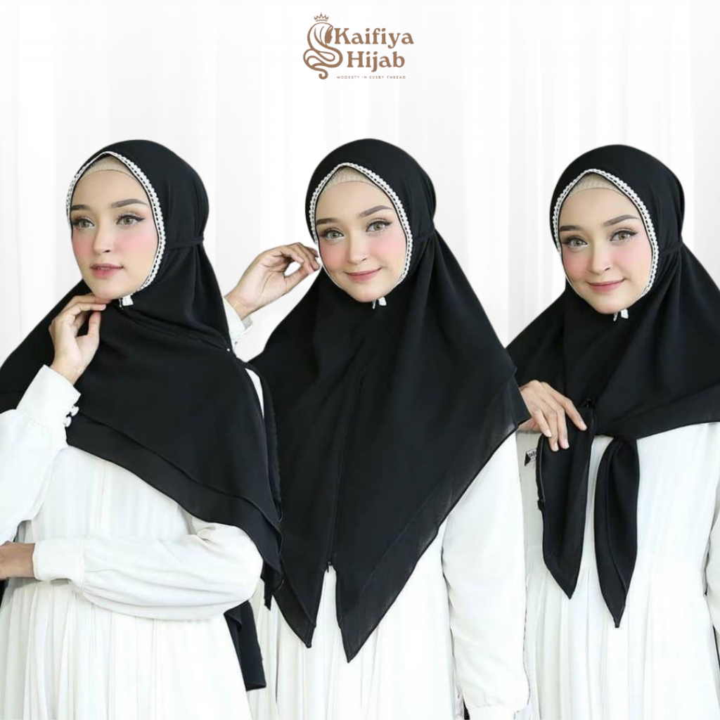 Khimar Zida Maryam Jumbo Bergo Hijab Instan Jilbab 3 in 1  Zipper Aktif Ceruty Diamond Premium