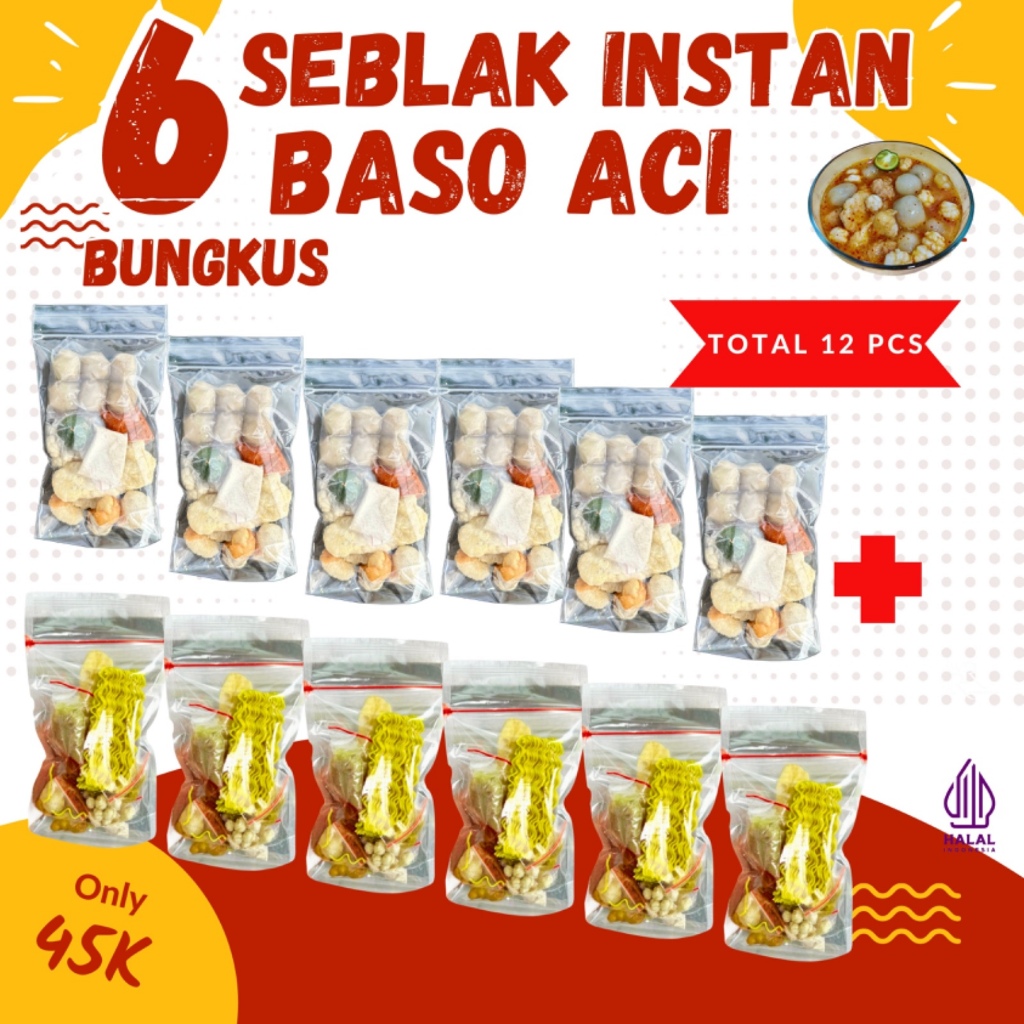 

PAKET BUNDLING HEMAT 12 (6 pcs seblak 6pcs baso aci ) MAKANAN INSTAN mie food Kaldu Pedas Ayam