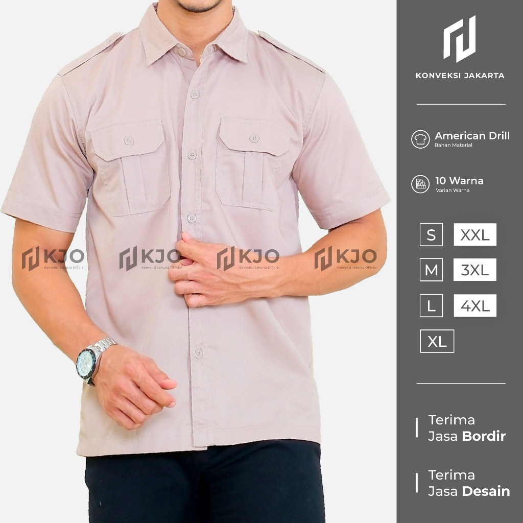 Baju Kemeja PDL Lengan Pendek Pria - Seragam Pakaian Kerja Taktikal Tactical Dinas Lapangan Outdoor 