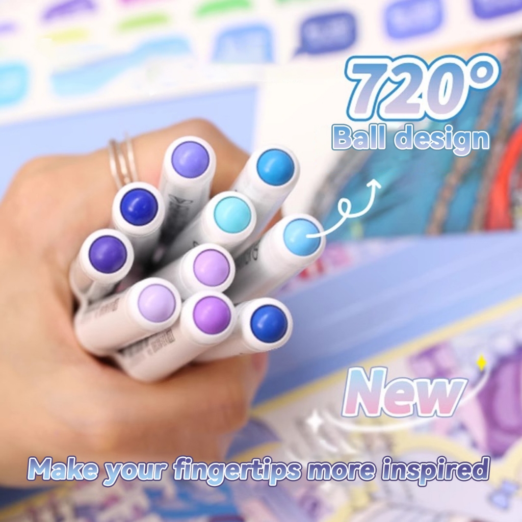 

D3W! [COD] Warni lurus cairan akrilik penanda kepala lembut lukisan penanda pena tahan air permanen