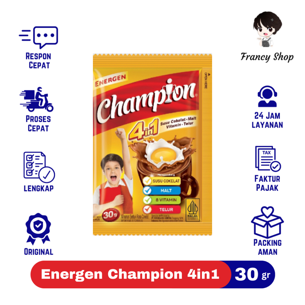 

Energen Champion 4 in 1 Minuman Sereal Instan Sachet 30 gr