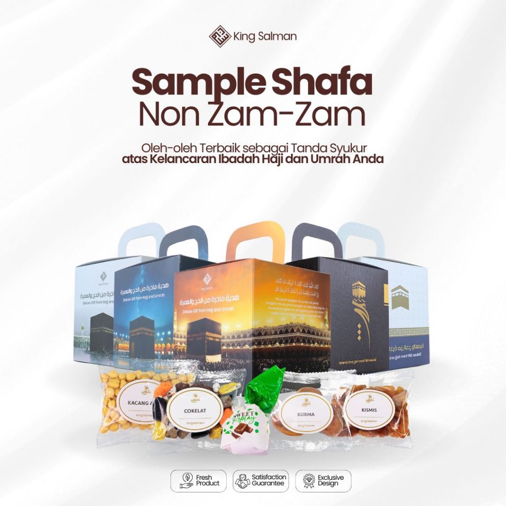 

Oleh Oleh Haji & Umrah Premium - King Salman Gift | 5 SHAFA (Non Zam-Zam) Paket Sample