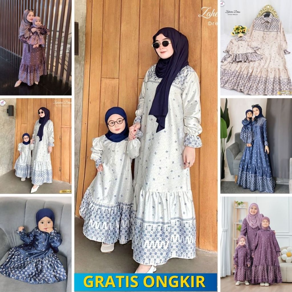 Gamis Couple Ibu Anak Zaheera 2026 | Baju Muslim Kompak untuk Lebaran & Kondangan Elegan