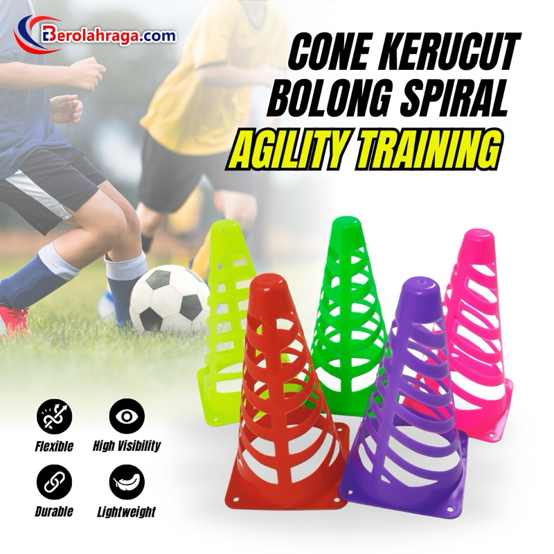 Cone Kerucut Bolong Spiral |  Cone bola | 23 cm | Cone Latihan | Cone Futsal | Cone Olahraga | Olahr