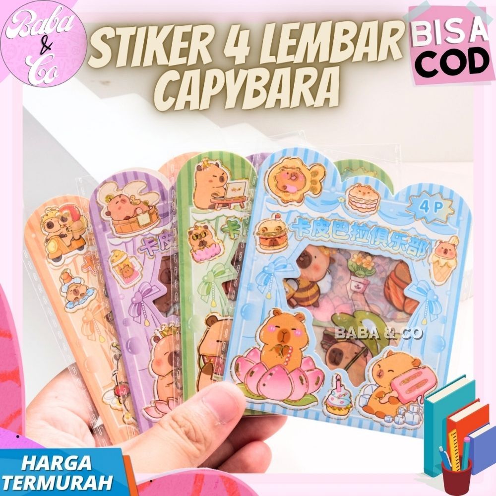 

STIKER CAPYBARA 1 PACK 4 LEMBAR STICKER ANTI AIR CAPYBARA LUCU UNIK IMUT STIKER 4 LEMBAR CAPYBARA
