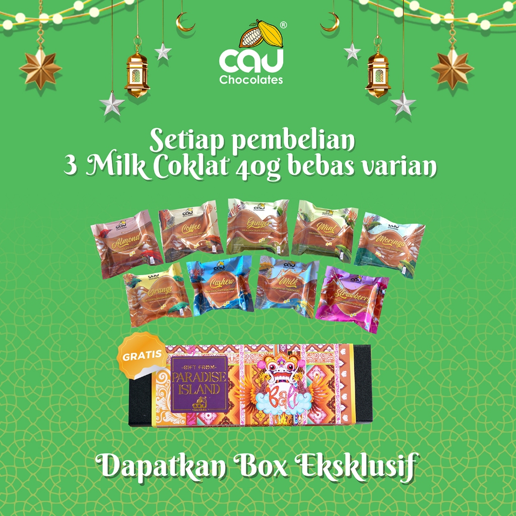 

FREE BOX Coklat Premium Cau Chocolates - Milk Chocolate Coverture 40g