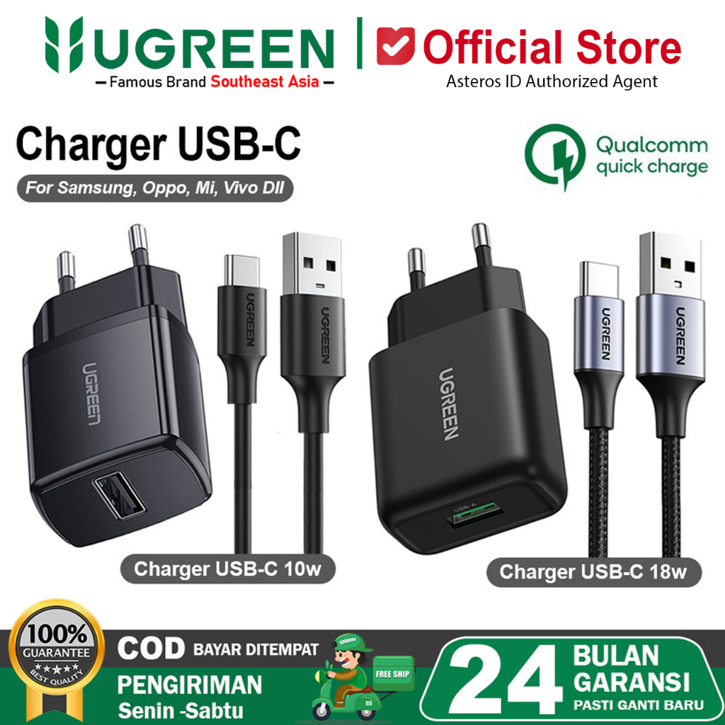 UGREEN Charger Samsung, Oppo, Mi, Vivo USB Type C Fast Charging 10w 15w - 18w