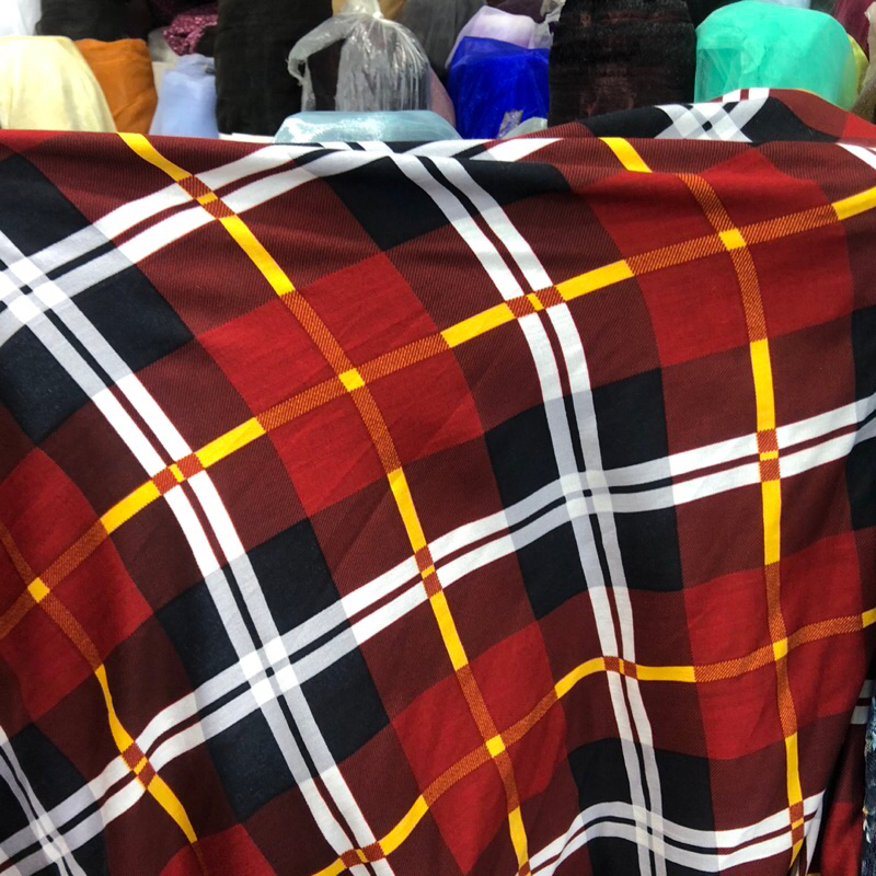 Kain katun motif - kain katun motif kotak - kain katun motif impor - kain katun motif premium h.c