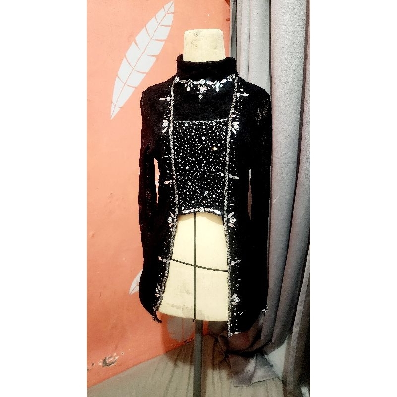 kebaya wisuda hitam Premium Handmade Payet model tidak pasaran