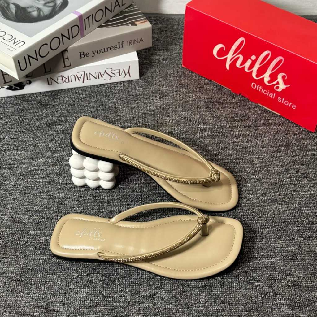 chills sandal wanita zaira variasi tali mutiara elegan/sandal flatforms/sandal empuk dan nyaman