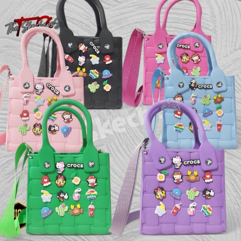 Crocs' Bag / Tas Crocs anyaman / Tas Crocs wanita anyaman / Tas selempang Crocs