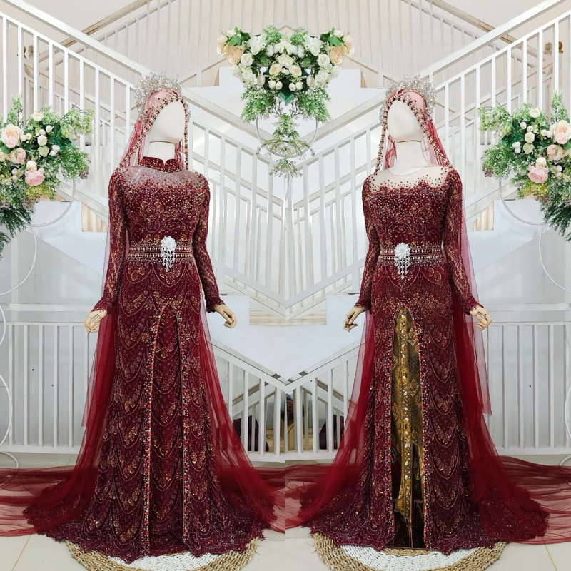 TERLARIS KEBAYA PENGANTIN AKAD MEWAH / BAJU PENGANTIN AKAD PAYET PRANCISAN/KEBAYA PAYET AKAD BEREKOR