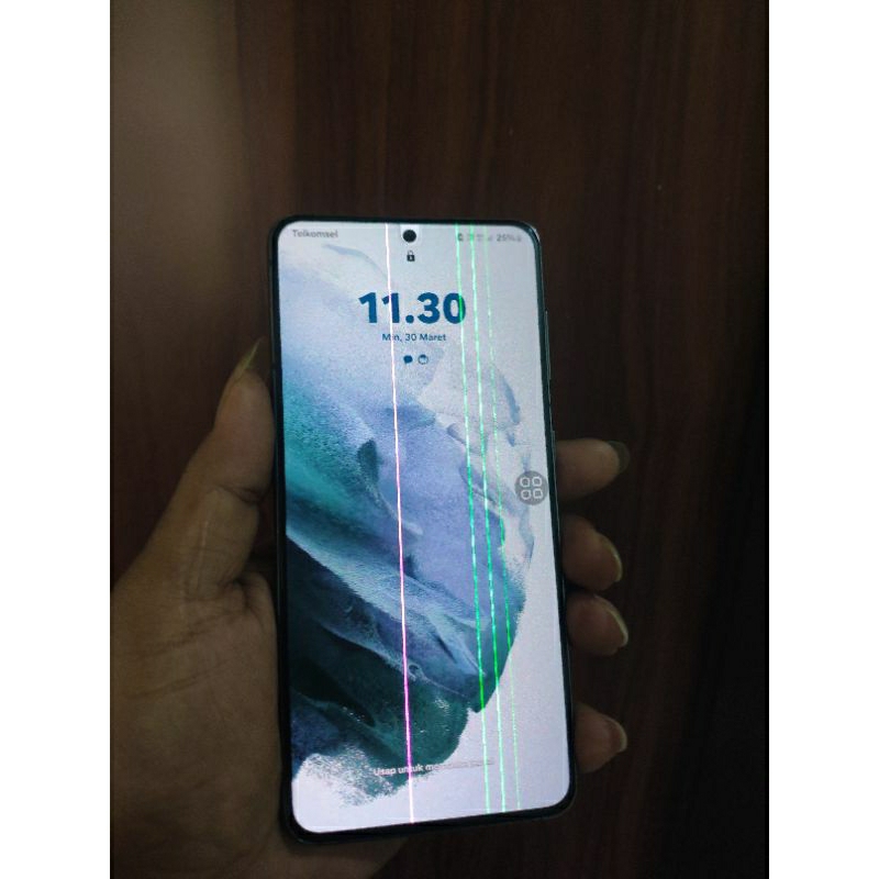 Lcd Samsung S21 5G SM-G991 Ori Copotan+Frame, minus Garis