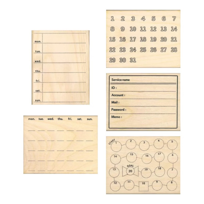 

Kodomo No Kao Wooden Stamp Cast Calender Weekly for Journal Deco Cap Stempel untuk Journaling