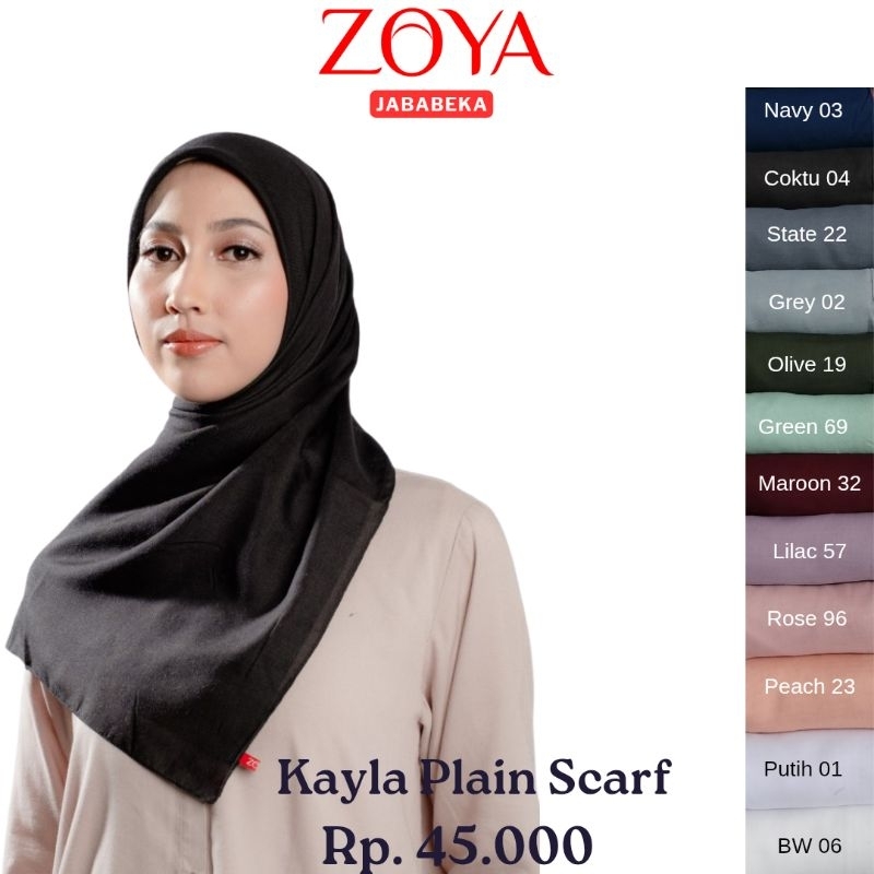 ZOYA Kayla Plain Scarf - Fashion Muslim Kerudung Polos Jilbab Hijab Segi Empat Polos Bahan Voal