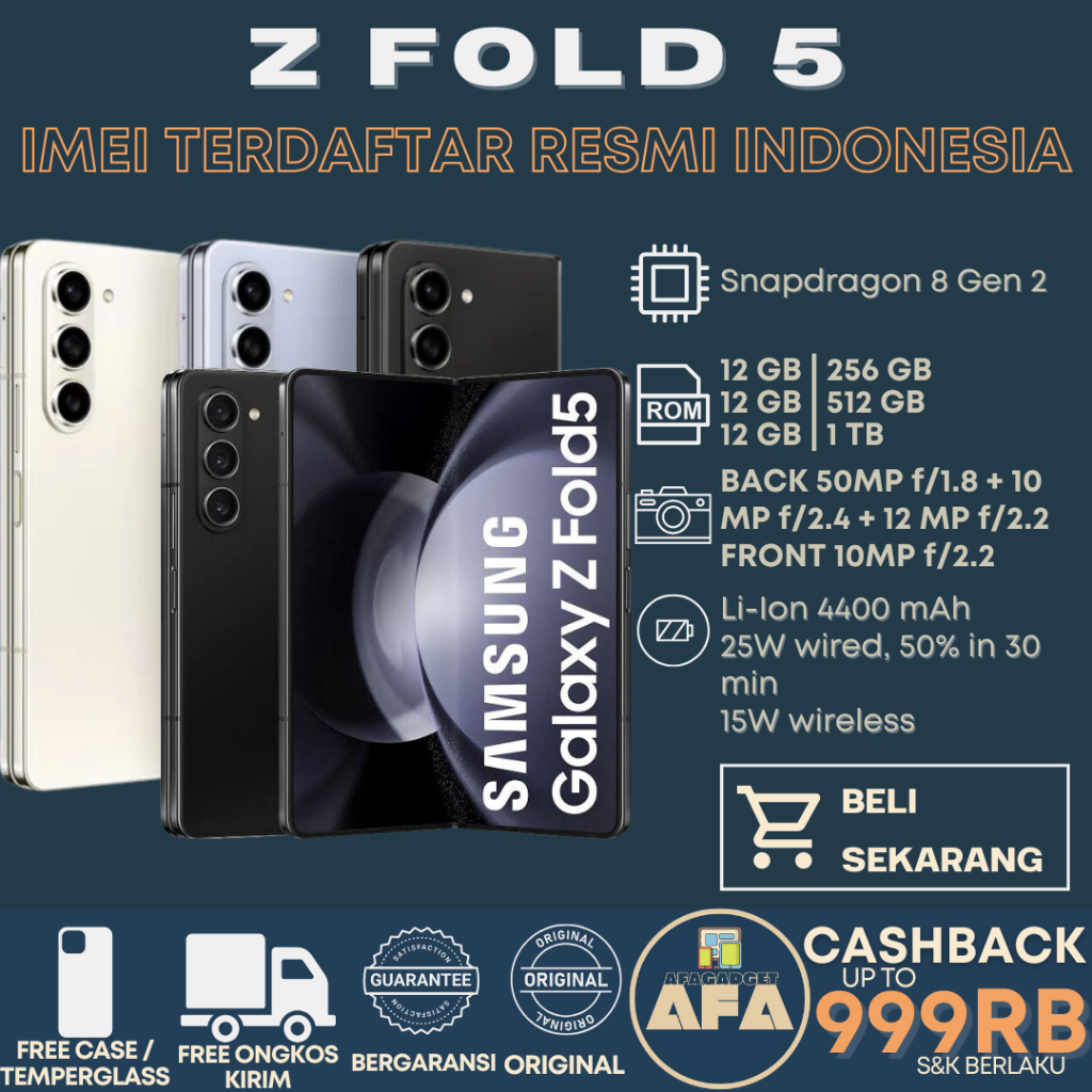 SEIN | Samsung Z Fold 5 5G | 12/1TB 12/512GB 12/256GB | Original Resmi Garansi Indonesia