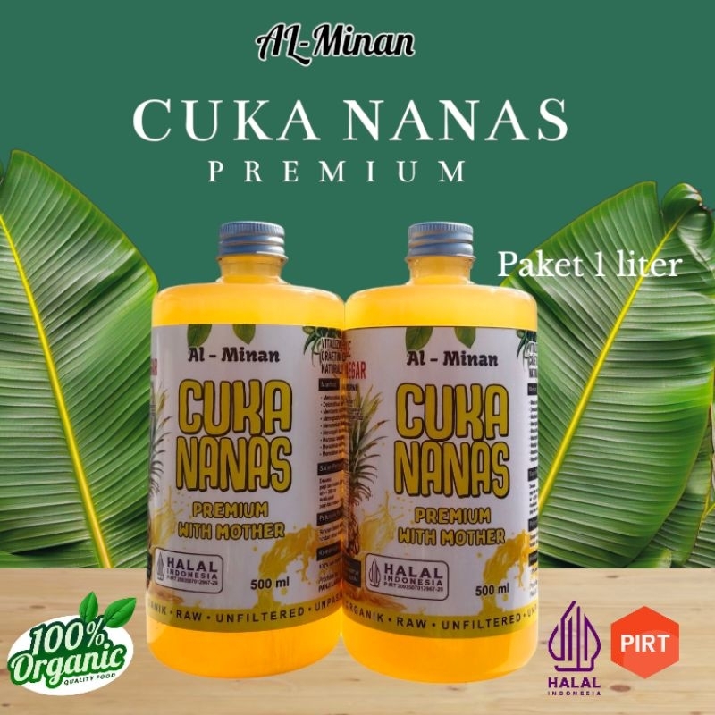 

beli 1 bonus 1 ukuran 500 ml + 500l Al minan cuka Nanas Premium organik paket 2 botol (1000 ml)