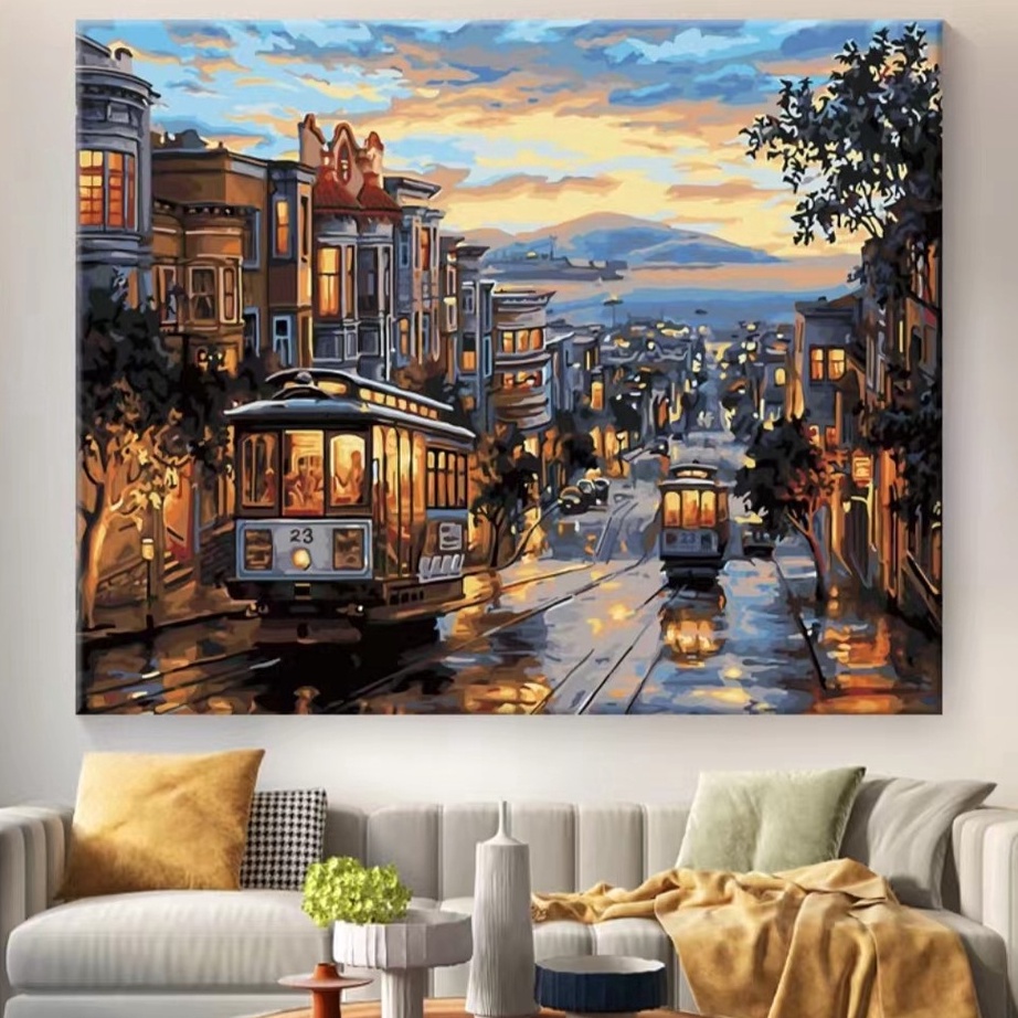 

Bisa Cod DIY Painting Canvas Paint By Number kit Lukisan 4x5cm
