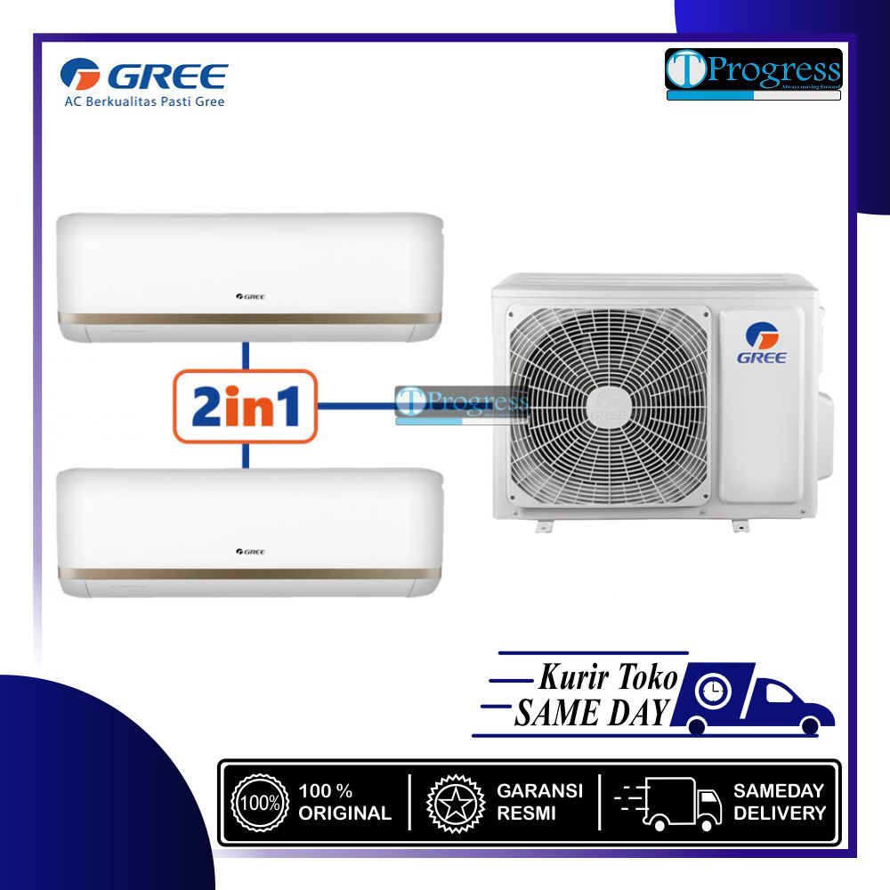 AC GREE COMBO SPLIT GWC-0707CSS 3/4 PK + 3/4 PK INVERTER + PASANG