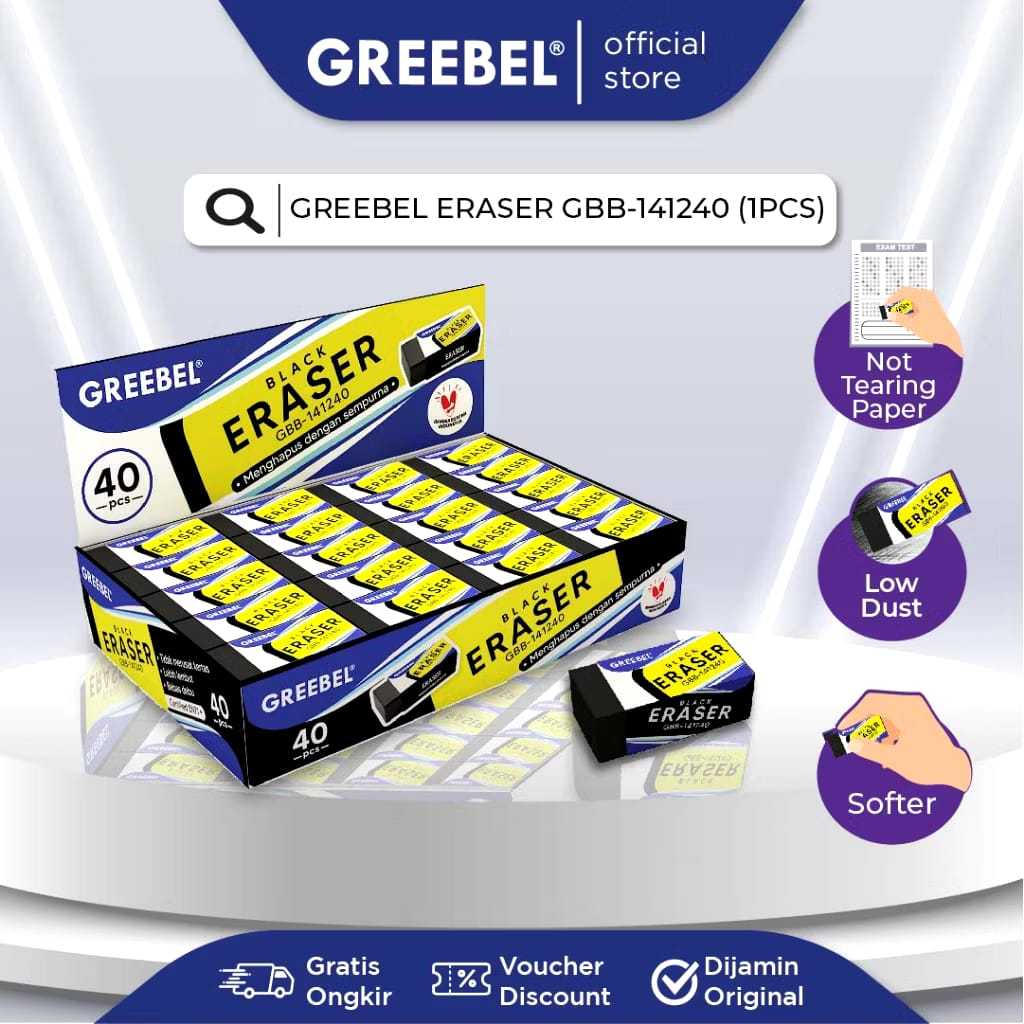 

GREEBEL ERASER GBB-141240 S (1 PCS) - Dust-Free Eraser for Kids