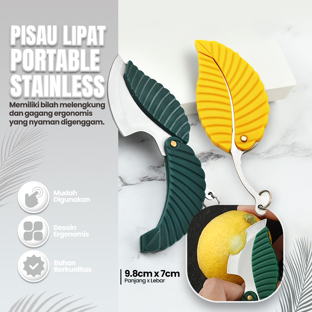 Pisau Lipat Mini Bentuk Daun - Leaf Shape Folding Knife Unik & Praktis Cocok untuk Outdoor Camping