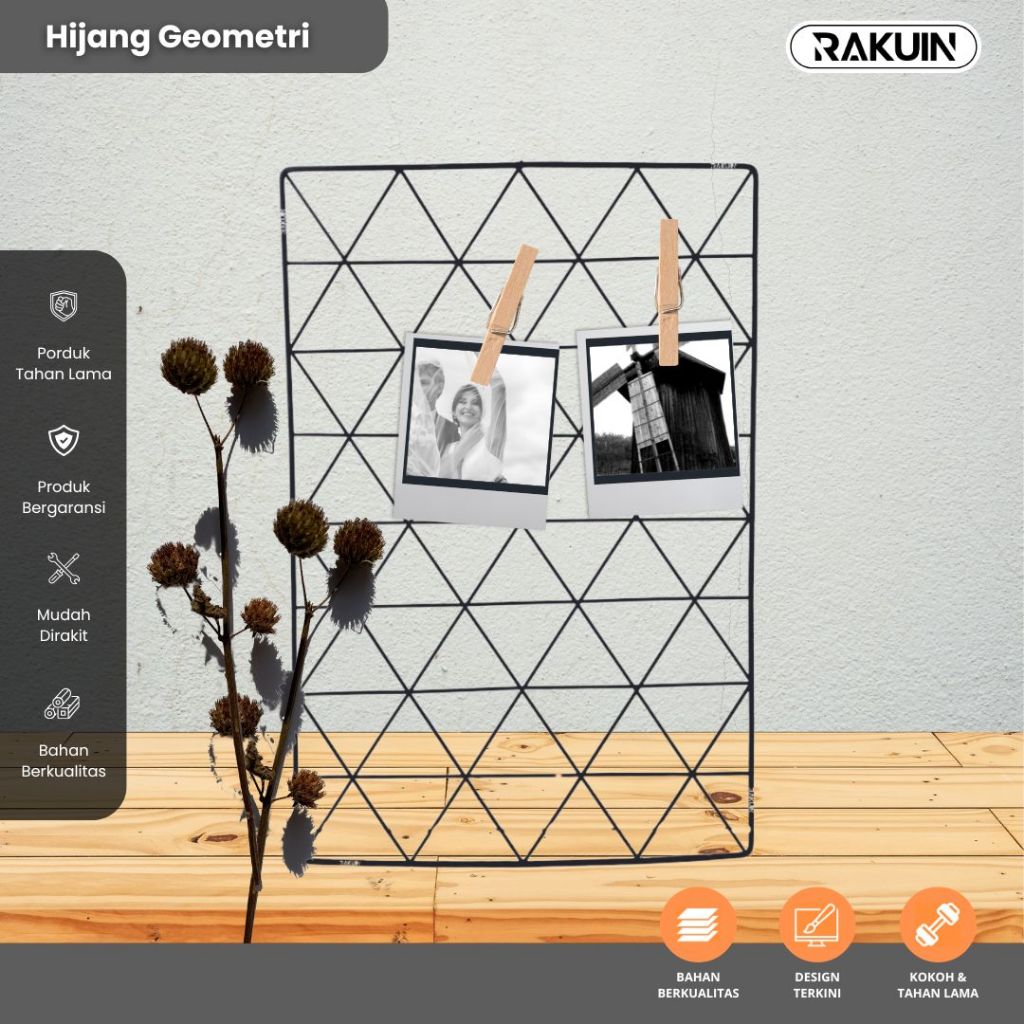HIJANG GEOMETRI - RAM KAWAT DINDING / DEKORASI KAMAR / WALLGRID UNTUK REMINDER NOTES / AESTHETIC / M