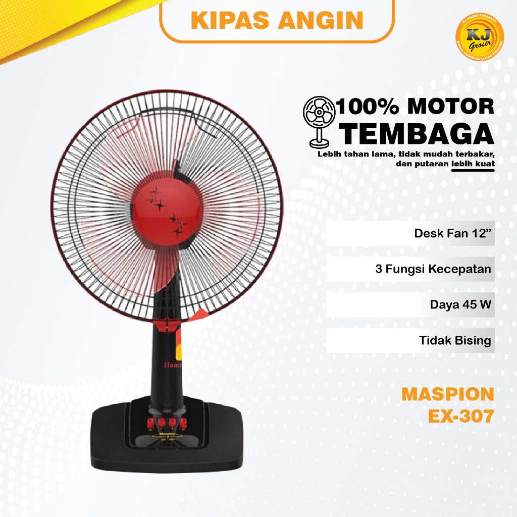 KIPAS ANGIN MEJA KIPAS ANGIN DUDUK MASPION EX-307 DESK FAN 12" KIPAS ANGIN MEJA EX 307 / EX307 ORIGI