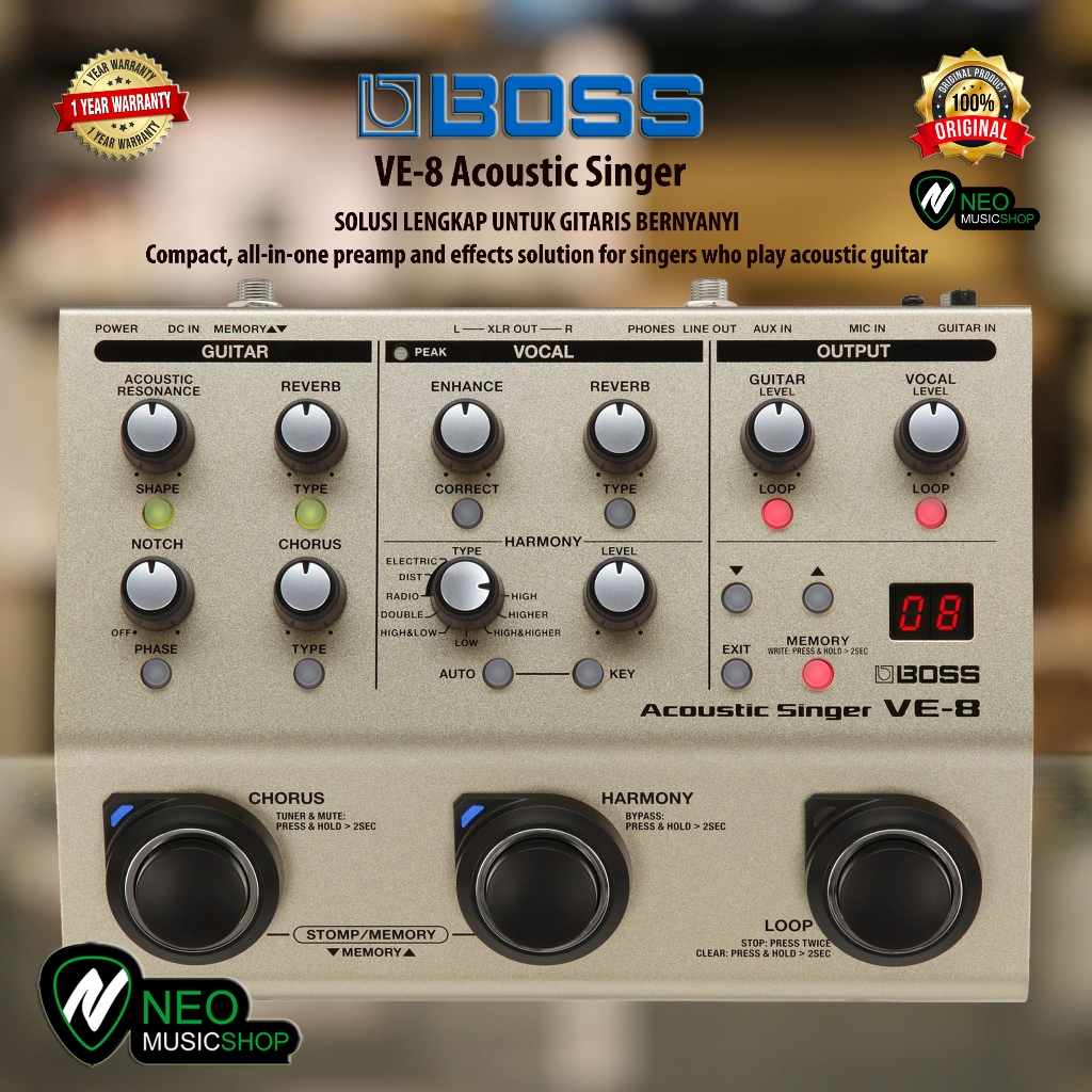 BOSS VE8 VE-8 Acoustic Singer Vocal Processor