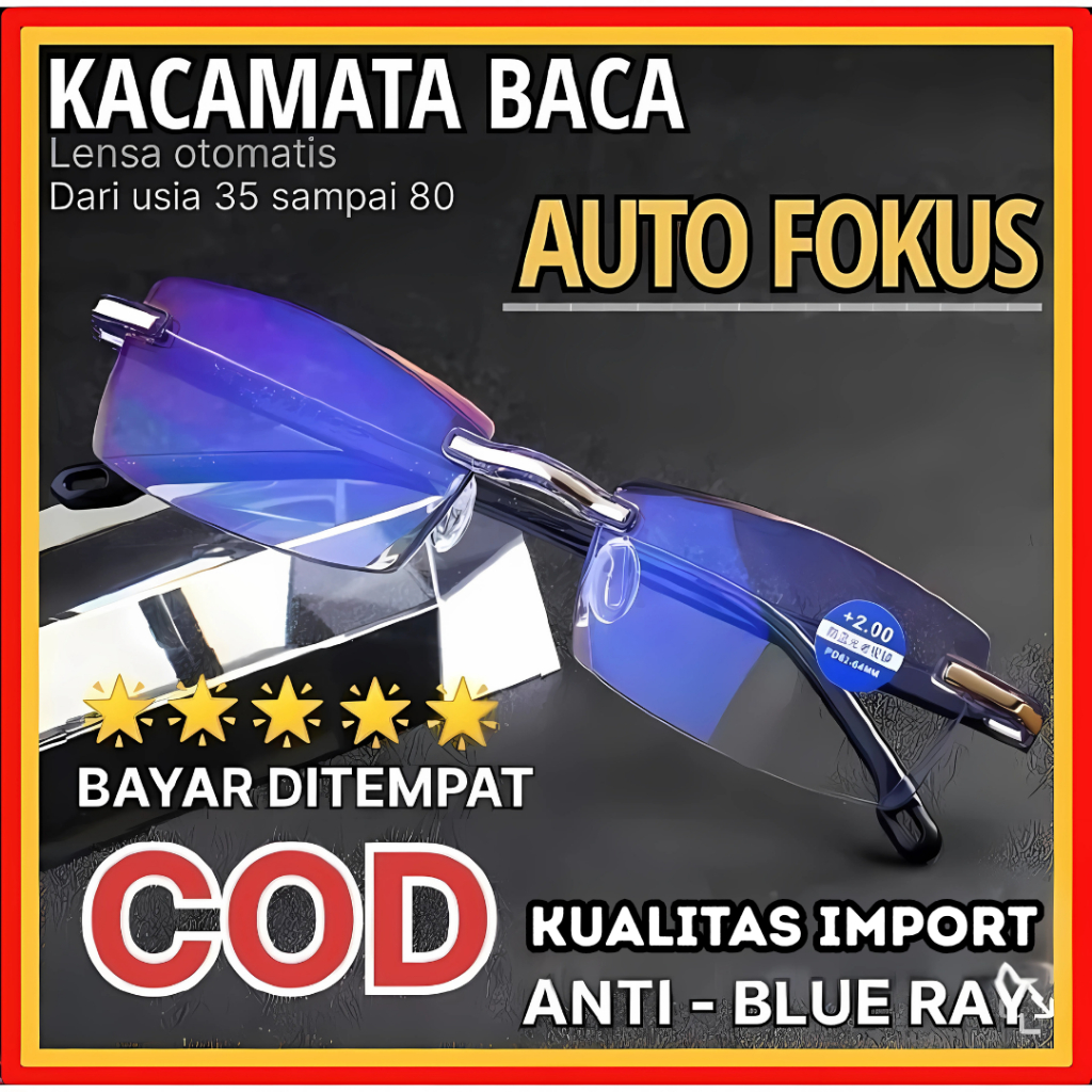 Kacamata Plus Progresif Wanita dan Pria Kacamata Baca Ajaib Auto Focus Frameless