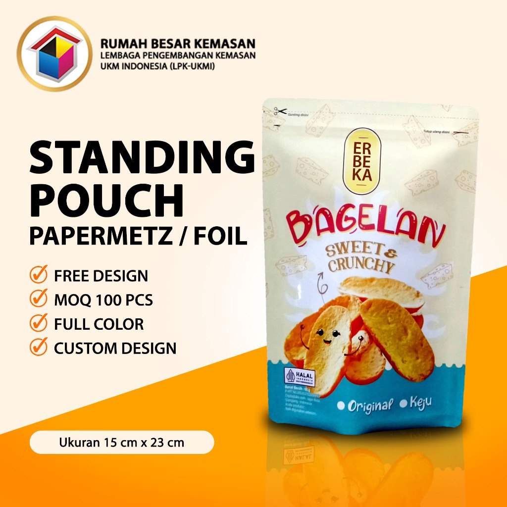 Kemasan Standing Pouch Cetak Full Print Desain Colour Ukuran Besar 15x23 cm | PREMIUM