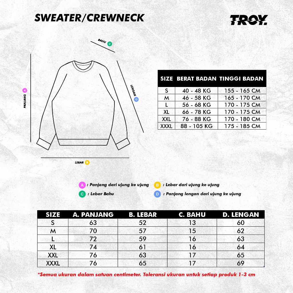 Troy Company Sweater Crewneck Black Rhythmic - Sweater Sweatshirt Hitam SW 3087