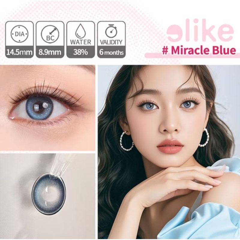 ￼[New]Elike Miracle Grey softlens warna diameter 14.5mm 1 pasang softlens mata soflent normal