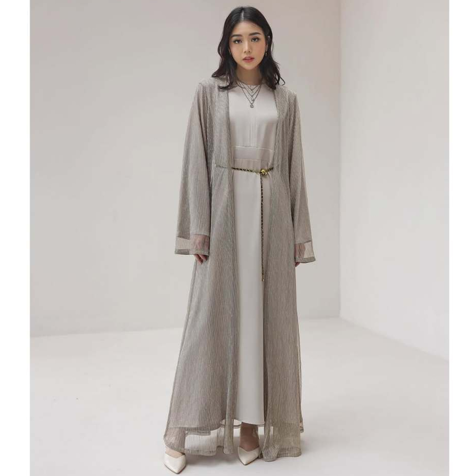 SHEEVA INDONESIAN SET LONGDRESS INNER SILK + OUTER TILE PRISKET WITH MINI GLITTER - GAMIS WANITA ELE