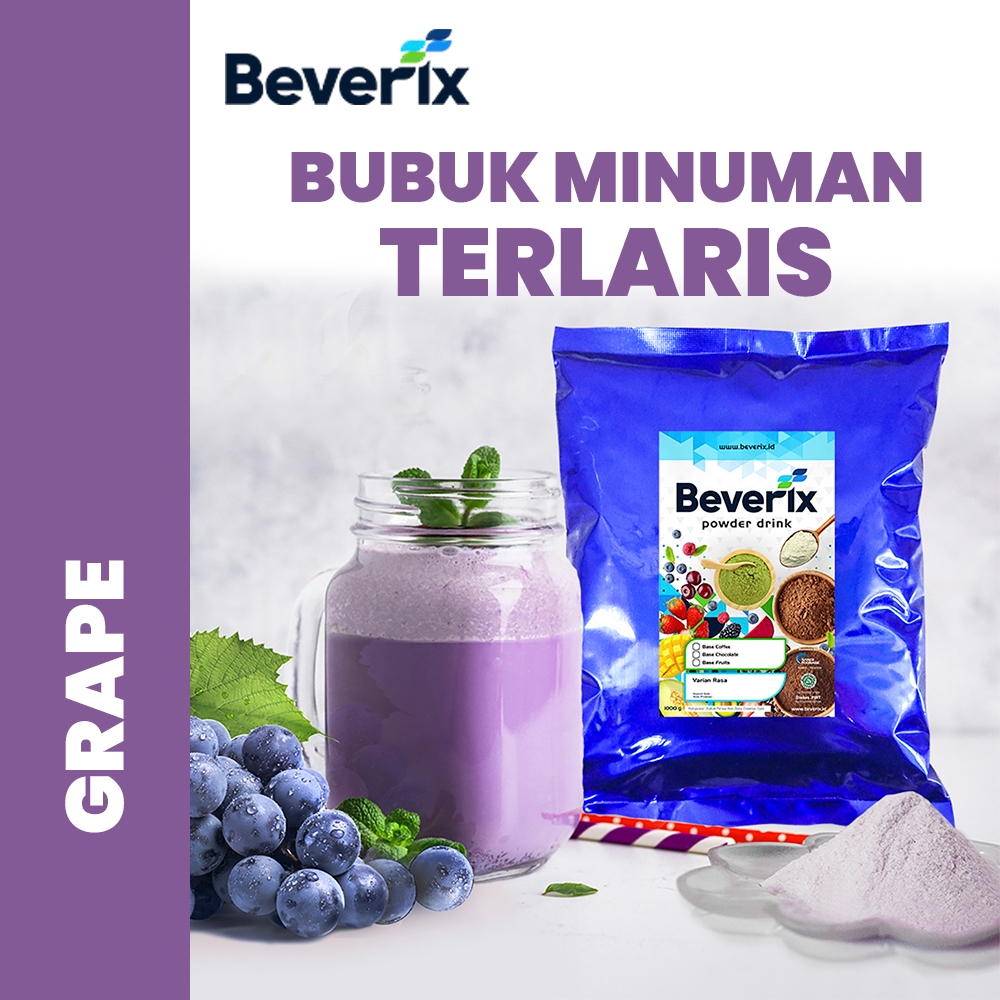 

BEVERIX Bubuk Minuman Premium Rasa Anggur Grape Aneka Rasa Buah 1 Kg Serbuk Minuman Rasa Anggur