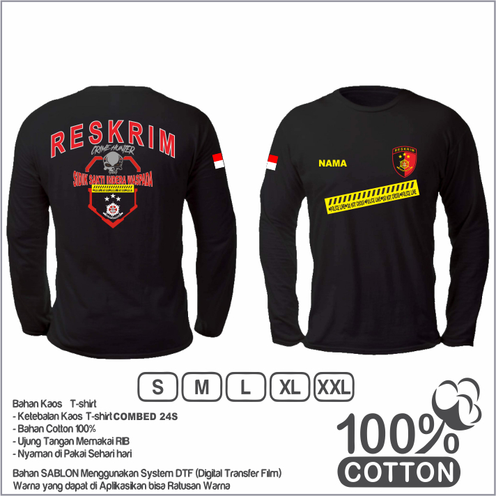kaos reskrim terbaru lengan panjang/polri/reserse kriminal