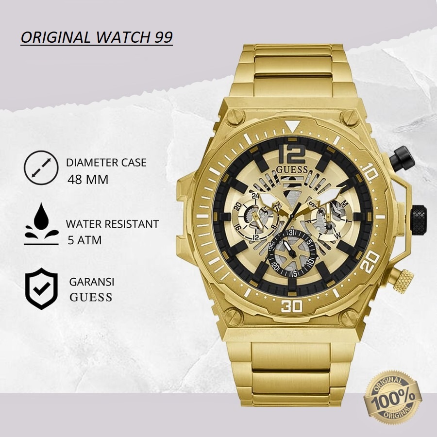 100% ORIGINAL Jam Tangan Pria Guess GW0324G2 Jam Tangan Original - Stainless Steel & Rantai