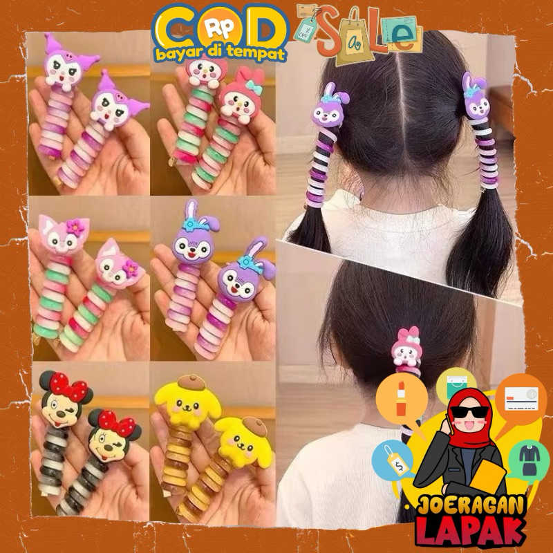 (JOERAGAN LAPAK)KUNCIR IKAT RAMBUT SPIRAL SANRIO LOTSO - KARET KUNCIRAN KEPALA ANAK LUCU KARAKTER TA