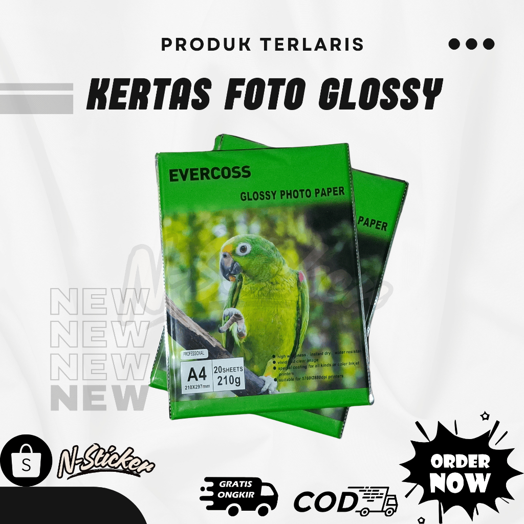 

[BISA ECERAN] Kertas Foto Glossy Evercoss Professional A4 210gsm Isi 20 Lembar Terlaris