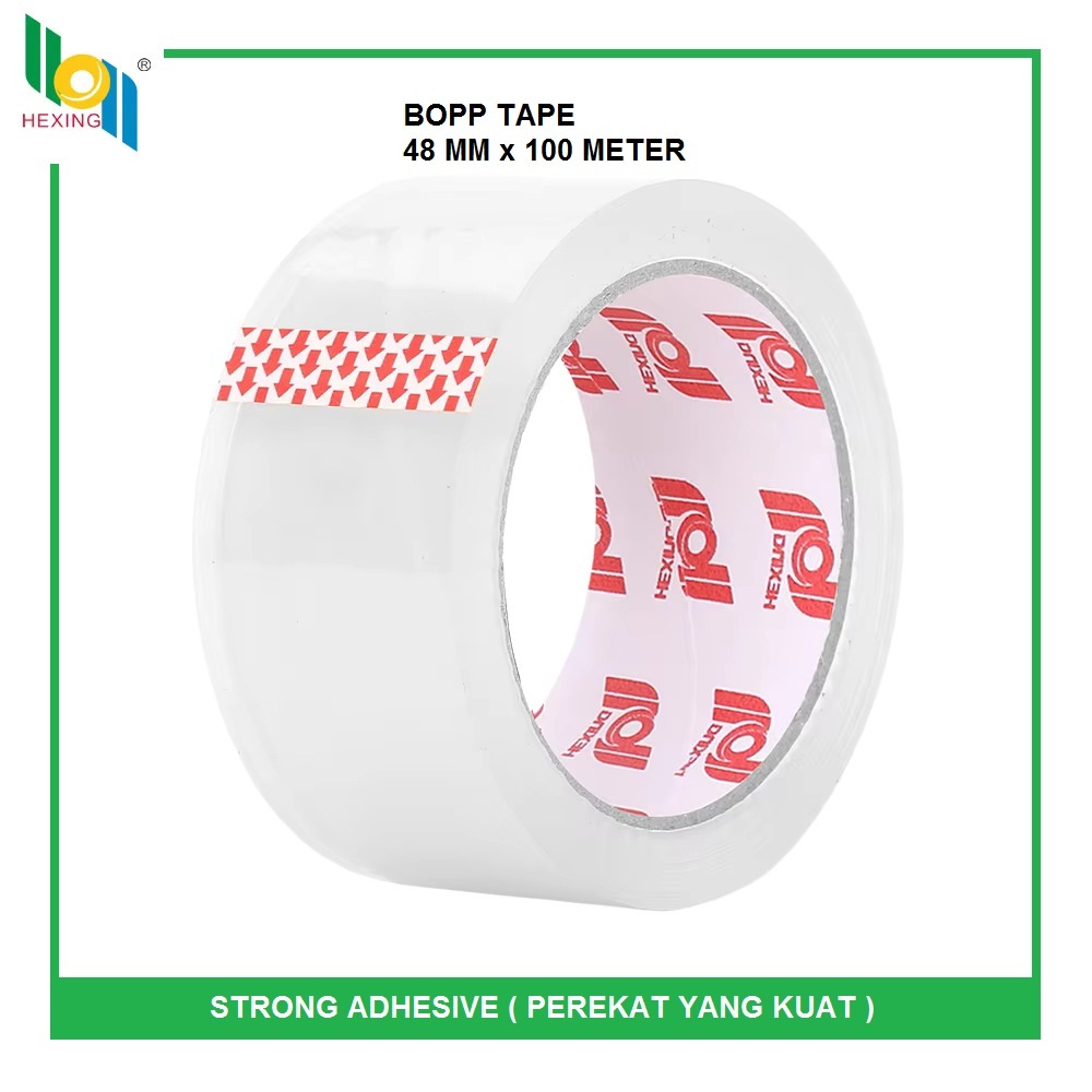 

( 1 SLOP / 6 PCS ) HEXING BOPP TAPE LAKBAN BENING 48 MM X 100 METER REAL STRONG ADHESIVE